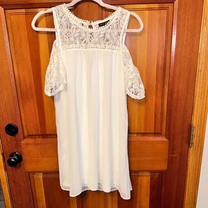 cold shoulder dress with lace detail